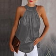 thumbnail image 2 of Birdeem Womens Casual Solid Color Round Neck Halter Sleeveless Tops Blouses Tops Tank Shirt Vest with Zipper, 2 of 6