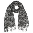 thumbnail image 1 of Peach Couture Animal Léopard Imprimé Écharpes Écharpes d'Été Enveloppe Franges (Gris Argent), 1 of 1