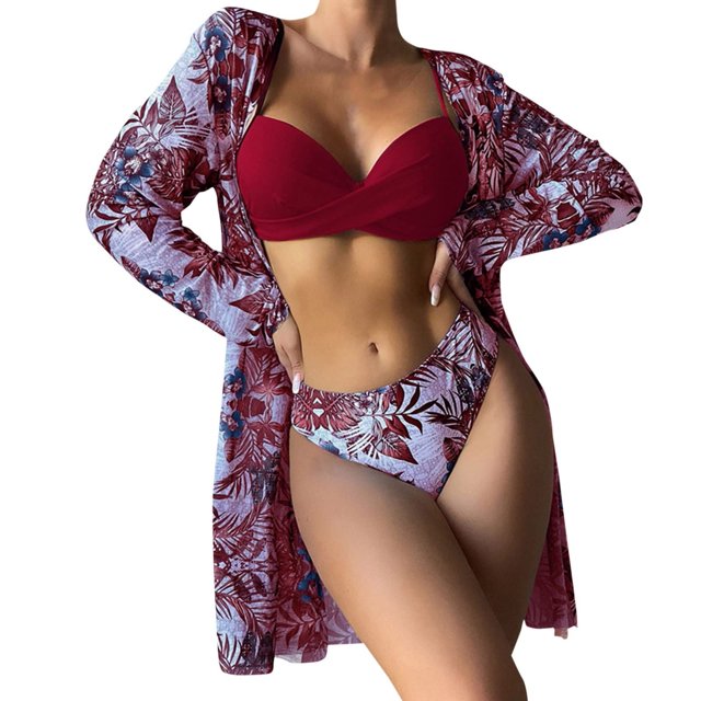 Birdeem Womens Sexy Printed Bikini Three-Piece Split Swimsuit Suit