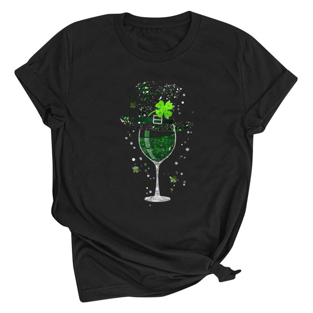 Dealovy T-Shirts de la Saint-Patrick pour Femmes Manches Courtes Col Rond Ample Graphique Trèfle Décontracté
