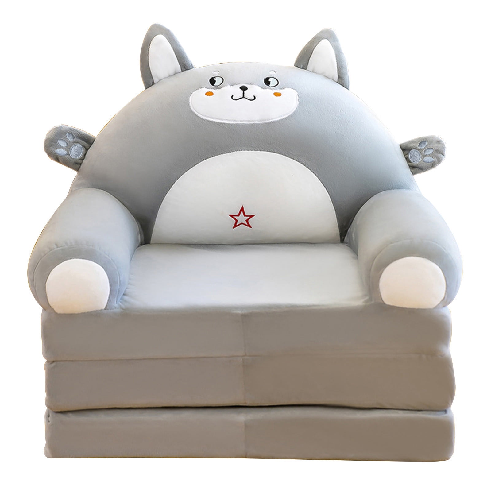 Plush Foldable Kids Sofa Backrest Armchair 2 in 1 Foldable Children Sofa Cute Cartoon Lazy Sofa Children Flip Open Sofa Bed for Living Room Bedroom Without Liner Filler