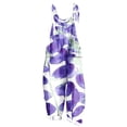 thumbnail image 1 of yoeyez Rompers for Women Plus Size,Womens Summer Printed Plus Size Romper Sleeveless Adjustable Straps Backless Jumpsuits With Pockets Purple,5XL, 1 of 6