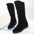 thumbnail image 2 of Liquidation d'Économies d'Hiver! PEZHADA Bottes Mi-Mollet pour Femmes,Bottes pour Femmes,Bottes Rondes à Talon Bas en Suède Rétro Uni Chaud pour Femmes Chaussures Noir, 2 of 3