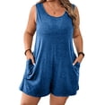 thumbnail image 2 of Combinaisons Décontractées pour Femmes Été Sans Manches Uni Poche Combinaison Courte Polyester 1 Pce, 2 of 9