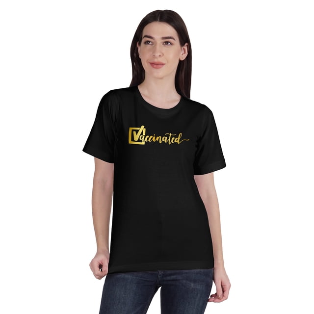Inkmeso T-shirt à Col Rond Vacciné Pro-Vaccin en Coton pour Femmes