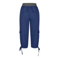 thumbnail image 4 of Timegard Womens Cargo Capri Pants Elastic Waisted Drawstring Cinch Bottom Hiking Crop Pants with Pockets, 4 of 6