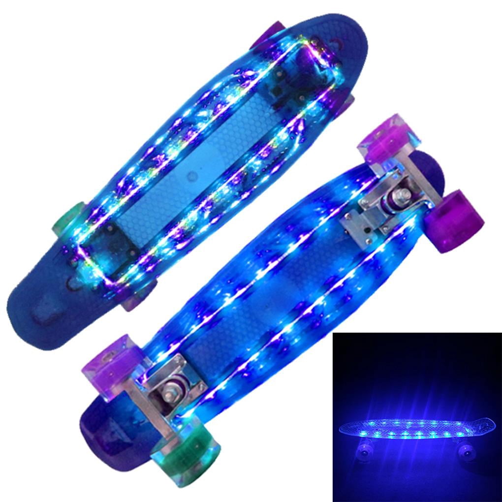 mmirethe 22 Inches Four-wheel Mini Skateboard LED Flashing Skateboard Retro Skateboard No.1