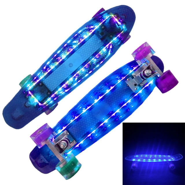 VONKY 22 Inches Four-wheel Mini Skateboard LED Flashing Skateboard Retro Skateboard No.1