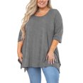 thumbnail image 1 of SHOWMALL Tunique Grande Taille pour Femmes Blouse Manches 3/4 Gris 4X Vêtements Haut Évasé Col Rond Maternité Ample, 1 of 6