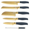 thumbnail image 2 of Thyme & Table 7-Piece Slim Block Knife Set with Gold Blades and Blue Block, 2 of 5