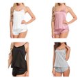 thumbnail image 3 of pitrice Pajama Set Sleeveless Strap Shorts Suit V Neck Woman Sleepware Suit, Black, L, 3 of 7