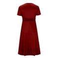 thumbnail image 4 of UPPADA Liquidation d'Économies d'Été 2024 Robes Grande Taille pour Femmes Pulpeuses Robe d'Invitée de Mariage Manches Courtes Col en V Robes de Cocktail Robe à Étages Fluide avec Ceinture Robes de Bureau pour Femmes, 4 of 6
