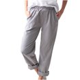 thumbnail image 1 of VEKDONE Womens Cotton Linen Long Pants Gray L, 1 of 4