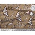 thumbnail image 1 of Soimoi Brown Modal Satin Fabric Flower & Butterfly Printed Craft Fabric by The Yard 42 Inch Wide, 1 of 5