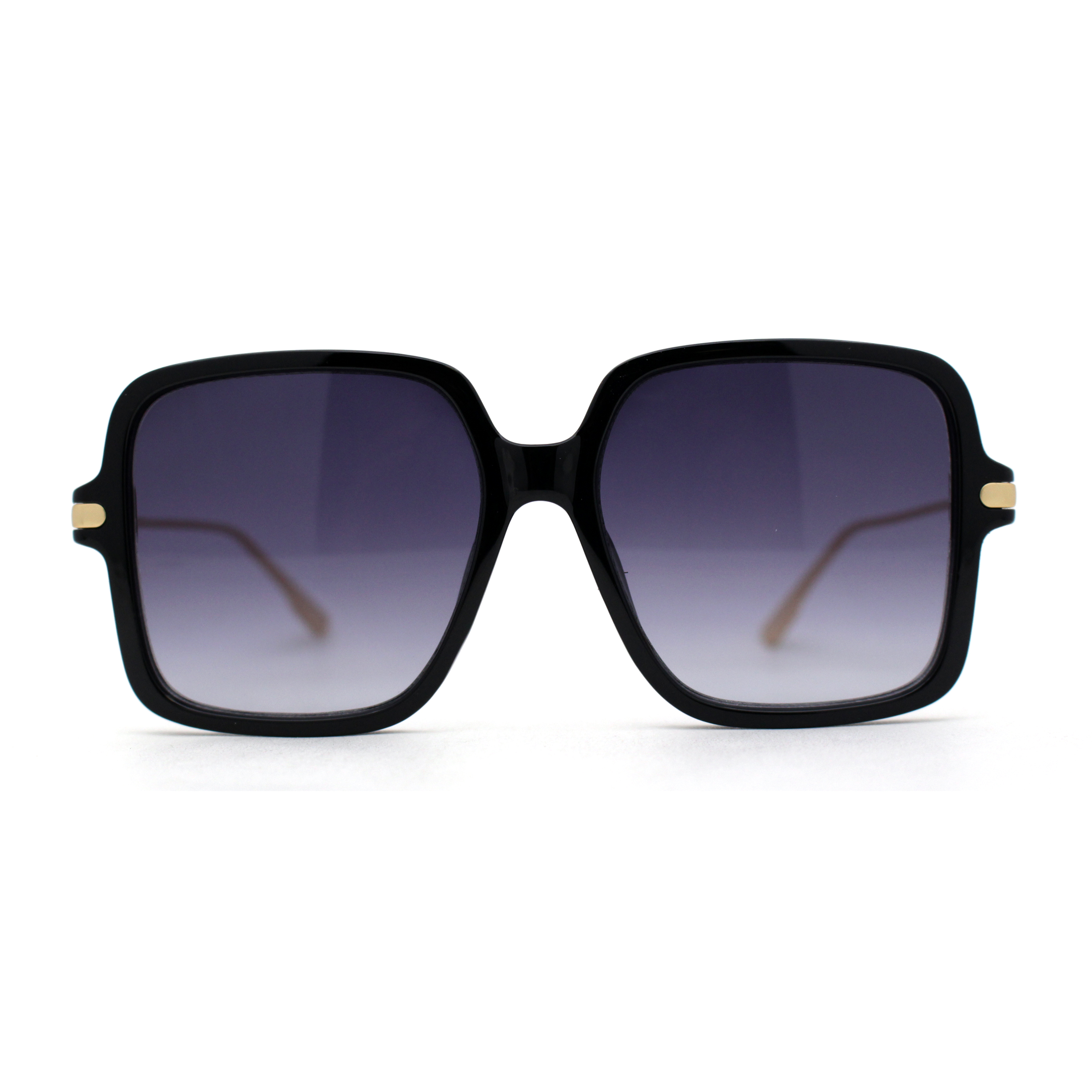 Womens Luxury Thin Metal Arm Mod Rectangle Butterfly Sunglasses Black Smoke