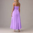 thumbnail image 4 of Amzcrzy Robes pour Femmes Couleur Unie Bretelles Spaghetti Robe d'Été Décontractée Col Rond Sans Manches Robes Soleil pour Femmes Tendance à Étages Fluide Robes Maxi avec Poches, 4 of 8