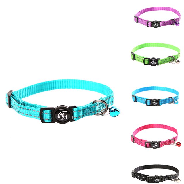 pitrice Reflective Pet Collar with Bell Nylon Pet Neck Belt Collar Strip Puppy Neck Rope Cord