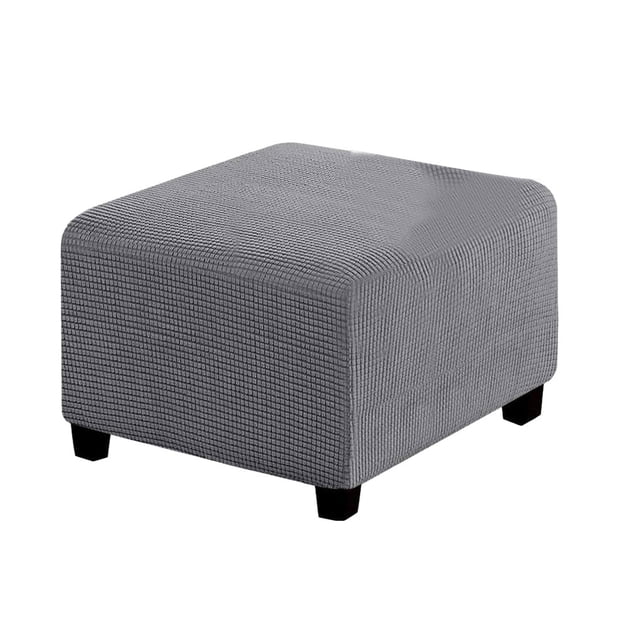 relayinert Stretch Ottoman Cover High Elastic Skin Friendly And Breathable Easy To Install Fine Workmanship light grey S