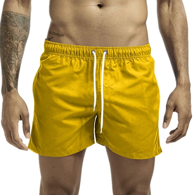 Plebaso Men's Beach Shorts Lightweight Casual Shorts Solid Color Drawstring Summer Shorts with Pockets