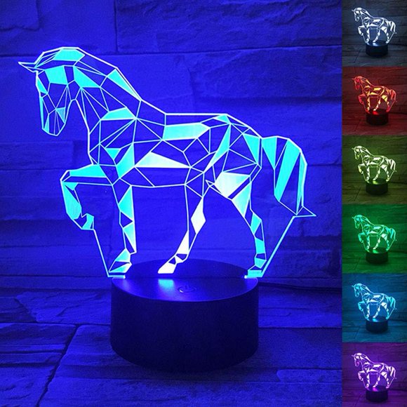 WANTASTE 3D Horse Lamp, Optical Illusion Night Light for Room Decor & Nursery, Cool Birthday Gifts & 7 Color Changing Toys for Kids, Girls, Boys & Horse Lovers