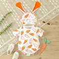 thumbnail image 2 of GPOECD Boys Girls Easter Short Sleeve Rabbit Pullover Romper Sweatshirt Bodysuits Short Sleeve Rompers for White-J,3-6 Months, 2 of 6