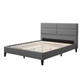 thumbnail image 1 of CorLiving Bellevue Adult Queen Fabric Upholstered Platform Bed with Tufted Headboard and Slats, Light Grey, 1 of 9
