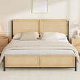 thumbnail image 3 of GloryStar Bohemian Wooden Platform Bed, Natural Rattan Headboard & Footboard with Quiet Metal Frame, Easy Assembly, No Box Spring Required, 3 of 4