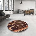 thumbnail image 4 of Ahgly Company Tapis d'Intérieur Ronds Transitionnels Lavables à la Machine, Rouge Écarlate Foncé, 6 Pieds Rond, 4 of 7