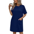 thumbnail image 2 of Sentmoon Womens Summer Dress with Pockets Crew Neck Solid Color Boho Dress Short Sleeve Regular Fit Summer Beach Essentials for Women Prom Dresses 2026 for Work and Office S, 2 of 7