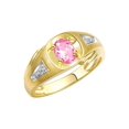 thumbnail image 3 of RYLOS Men's Rings Yellow Gold Plated Silver Rings Classic Designer Style 8X6MM Gemstone & Diamond Ring Pink Ice October Birthstone Rings For Men  Size 10, 3 of 7