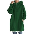 thumbnail image 2 of Meichang Womens Fall Winter Warm Zipper Open Fleece Hoodies Sweatshirt Long Jacket Drawstring Coat Jacket Tops Outwear Plus Size, 2 of 7