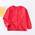 thumbnail image 1 of Cardigan en Tricot Polaire pour Enfants, Chandail à Manches Longues à Col Rond pour Garçons/filles, Hiver, Super Doux, Rouge Melon D\'eau 4-5 Ans, 1 of 6