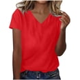 thumbnail image 1 of Besolor Summer Short Sleeve Shirts for Women Casual V Neck Solid Color Basic Tees Ladies Going out Tops, 1 of 3