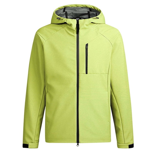 Men's Windproof and Waterproof Outdoor Jacket with Adding Fleece, Drawstring Hood, Zipper Pockets, Long Sleeves, for Hiking and Casual Wear in Cold Weather