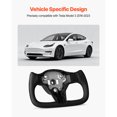 thumbnail image 2 of KFFKFF Steering Wheel for 2016-2023 Tesla Model 3, Carbon Fiber Steering Wheel D-Shaped Flat-Bottom with Heating Function, Leather Grip with Non-Slip Texture, Black, 2 of 9