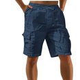 thumbnail image 1 of asjyhkr Mens Cargo Shorts Lightweight Breathable Linen Shorts with Multi Pockets Drawstring Elastic Summer Beach Shorts, 1 of 5