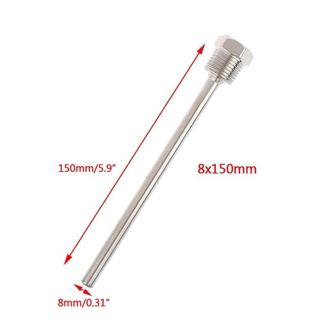 Gaine Thermowell 30-200 mm en Acier Inoxydable 304 Filetage 1/2 BSP g pour Capteur de Température