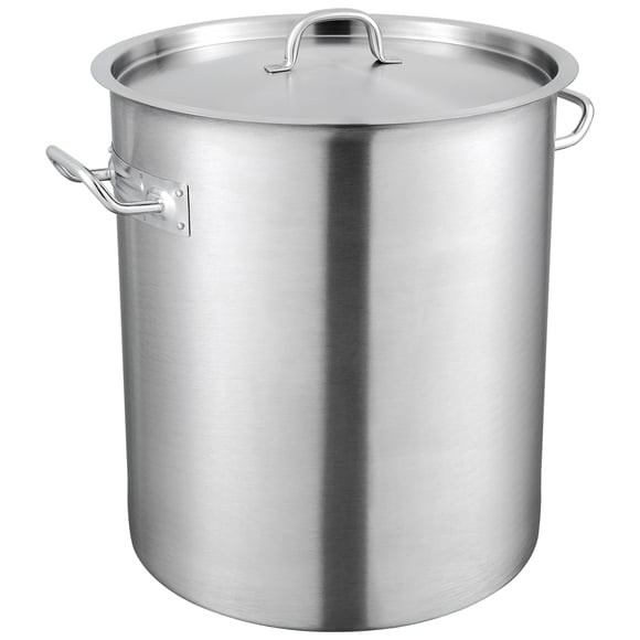 KFFKFF Durable Stainless-Steel Stockpot, 42-Quart Size, Versatile Cookware with Lid and Handle, Robust Commercial Quality Cooking Pot, Sanding Finish, Ideal for Catering Large Gatherings, Silver
