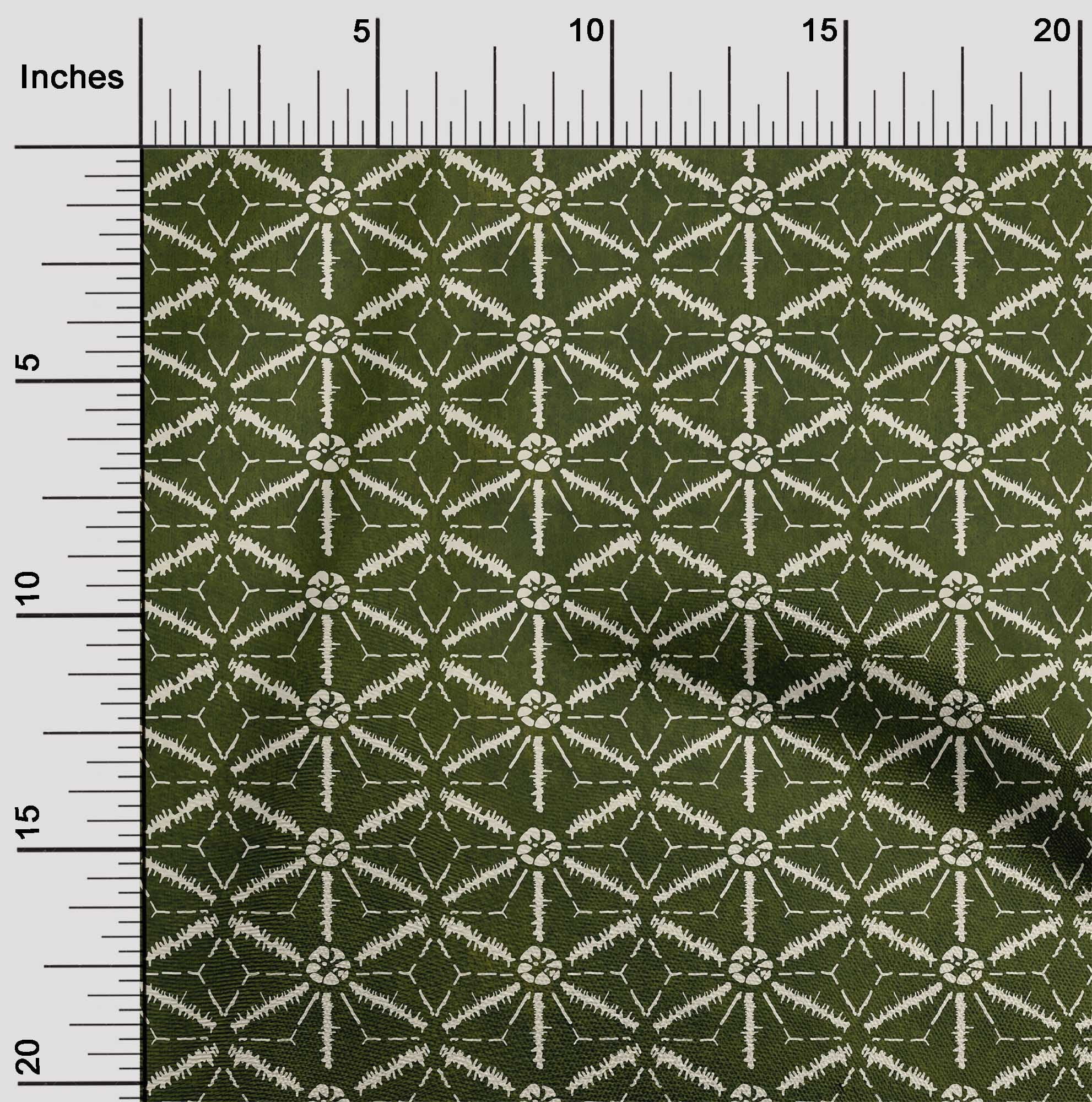 oneOone Polyester Lycra Fabric Geometric Kasuri Print Fabric By The Yard 56 Inch Wide