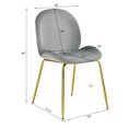 thumbnail image 2 of Gymax Chaise de Salle à Manger en Velours, Gris (Ensemble de 4), 2 of 10