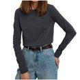 thumbnail image 1 of MeetoTime Women's Cotton Long Sleeve T-Shirt Basic Round Neck Solid Color Comfortable Pullover Tops, 1 of 5