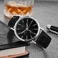 thumbnail image 4 of Classic Roman Dial Men's Watch with Leather Strap and Date Calendar Function for Trendsetting Style, 4 of 5