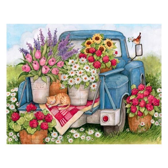 Kit de Peinture Diamant 5D Fleur 12*16 Pouces Bricolage Perçage Complet Peinture Diamant Motif de Fleurs d'Été Peinture Mosaïque en Strass Acrylique Artisanat Décoration Murale pour la Maison Cadeau Sans Cadre