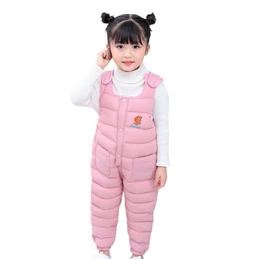 GDREDA Kids Toddler Boys Girl Snow Ski Bib Overalls Sleeveless Zipper Jumpsuit Winter Warm Down Pants (Pink,2-3 Years)