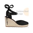thumbnail image 3 of BLISSFUL STEP Sandales Compensées à Plateforme à Lacets Espadrilles pour Femmes Noir 9, 3 of 5