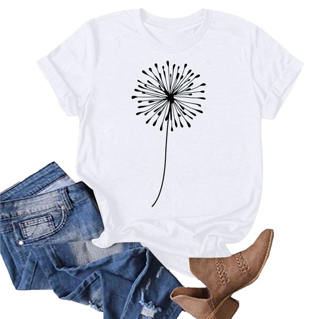 Liquidation d'Économies d'Été Iumwxz Tunique Coupe Classique T-Shirt d'Été Décontracté Hauts pour Femmes T-Shirt Graphique Floral Hauts T-Shirt à Manches Courtes Col Rond Hauts pour Dames Offres Hebdomadaires Date