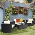 thumbnail image 3 of Patiojoy 4PCS Patio Rattan Wicker Conversation Furniture Set Sectional Sofa & Coffee Table, 3 of 8