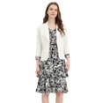 thumbnail image 1 of INSPIRE CHIC Robe et Veste pour Femme Ensembles 2 Pcs Robe Sans Manches en Mousseline à Fleurs et Veste à Panneaux Contrastants L Blanc Noir, 1 of 6