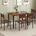 thumbnail image 4 of Costway 5 PCS Dining Table Set Industrial Style Kitchen Table & Chairs for 4 Dark Brown, 4 of 10