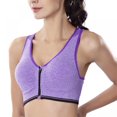 thumbnail image 1 of Women‘s Zip Front Closure Sports Bra High Impact Racerback Workout Bra for Running for Plus Size, 1 of 14